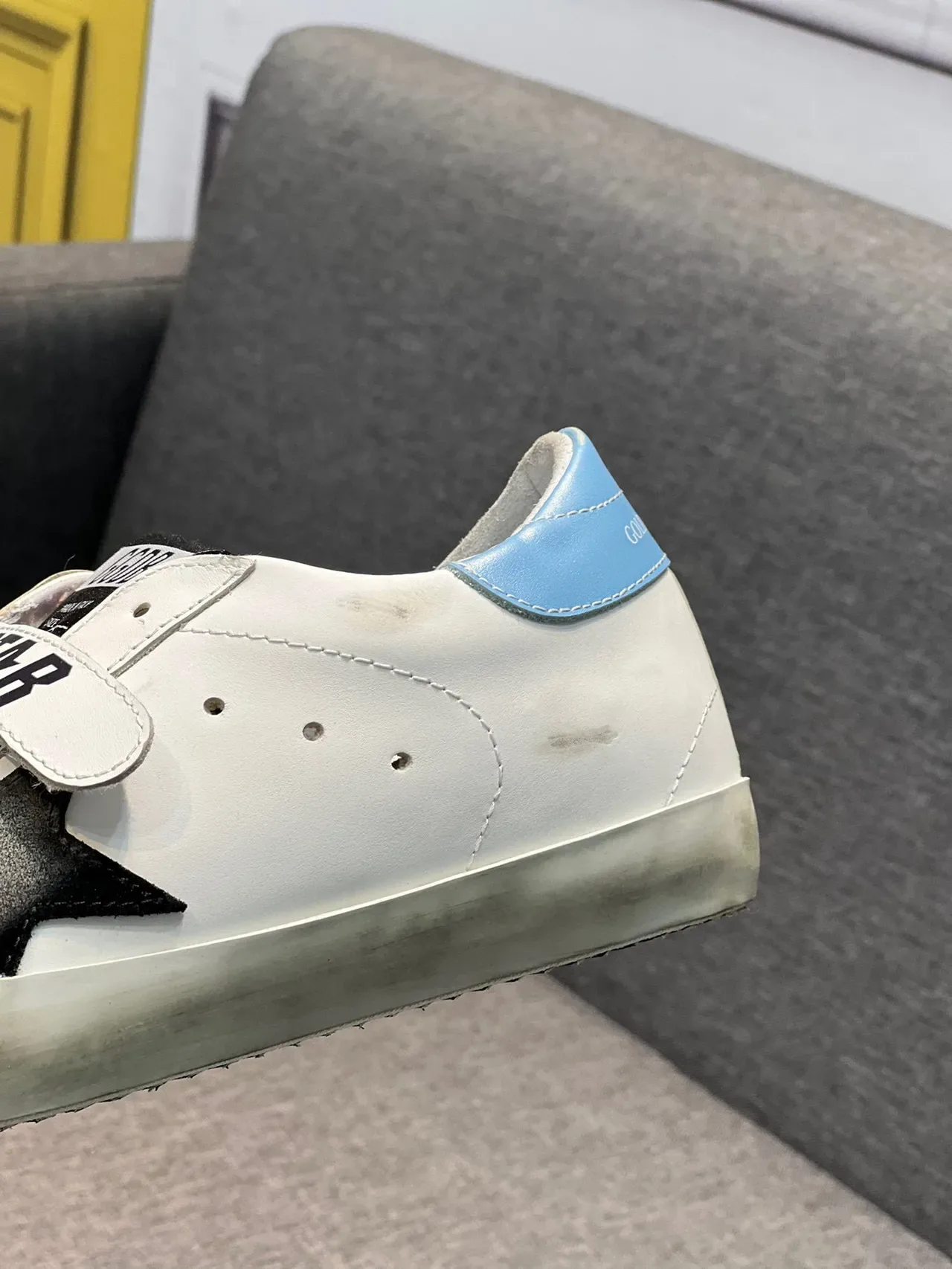 Golden Goose Super-Star blanc bleu Velcro sangle scintillant capuchon d'orteil style de vie sneakers 8