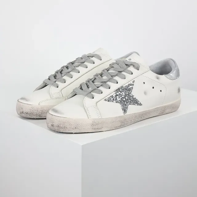 Golden Goose Superstar Off-White Glitter Star حذاء أسلوب حياة 2