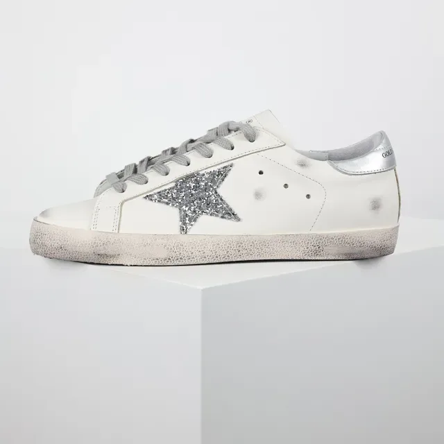 Golden Goose Superstar Off-White Glitter Star حذاء أسلوب حياة 9