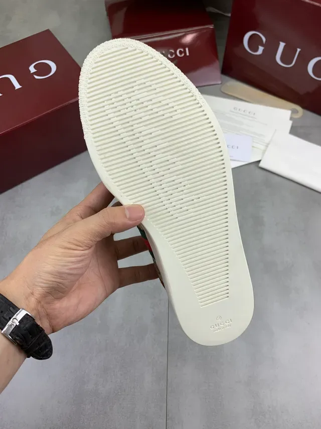 Gucci Ace Beige GG Monogram Web Stripe Lifestyle Sneakers 3