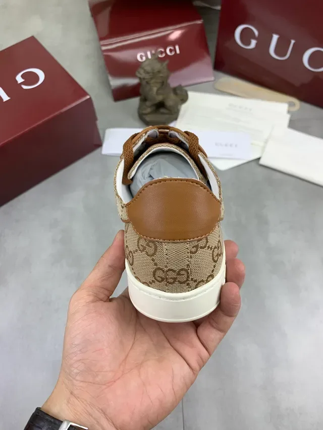 Gucci Ace Beige GG Monogram Web Stripe Lifestyle Sneakers 4