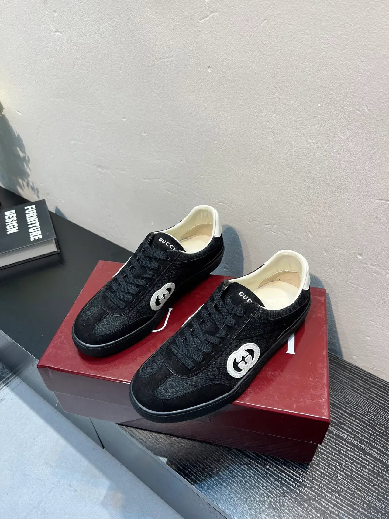 Gucci Ace Zapatillas Lifestyle de Lona y Suede Negro con Monograma 3