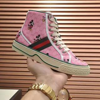 Gucci Ace Zapatillas Lifestyle de Alto Rosa con Impresión de Mickey Mouse