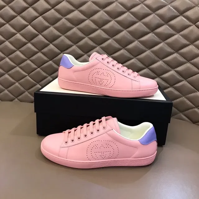 Gucci Ace rose et lavande perforé logo lifestyle sneakers 4