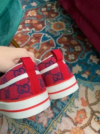 Gucci Ace Slip-On Zapatilhas Lifestyle Monograma GG Vermelho 2