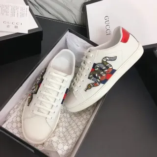 Gucci Ace Snake Zapatillas Lifestyle de Cuero Blanco