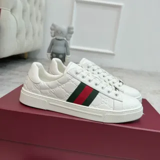 Gucci Ace Blanc Embossé GG Web Rayures Sneakers Lifestyle