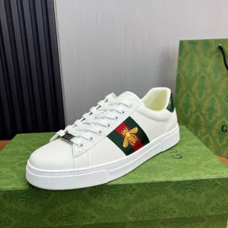 Gucci Ace Zapatillas Lifestyle Blancos Verdes Rojos con Bordado de Abeja