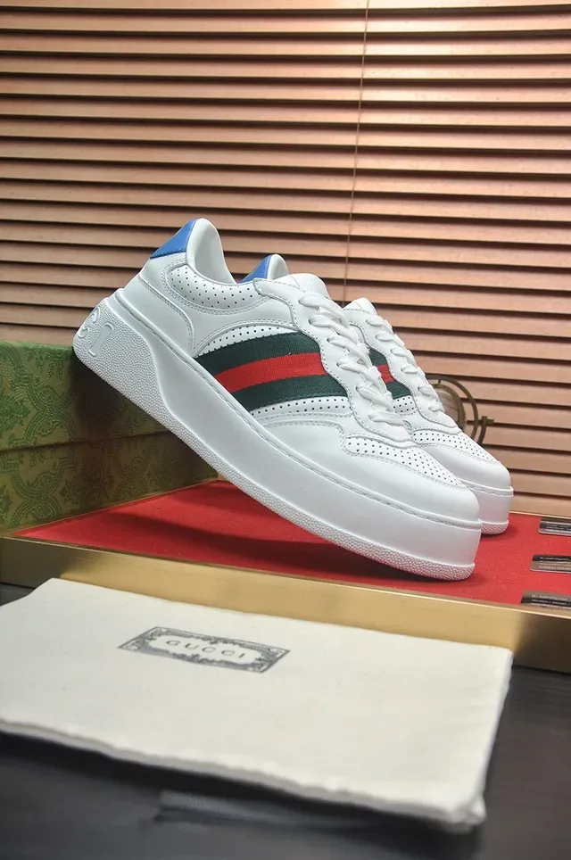 Gucci Ace White Green Red Web Platform Lifestyle Sneakers 3