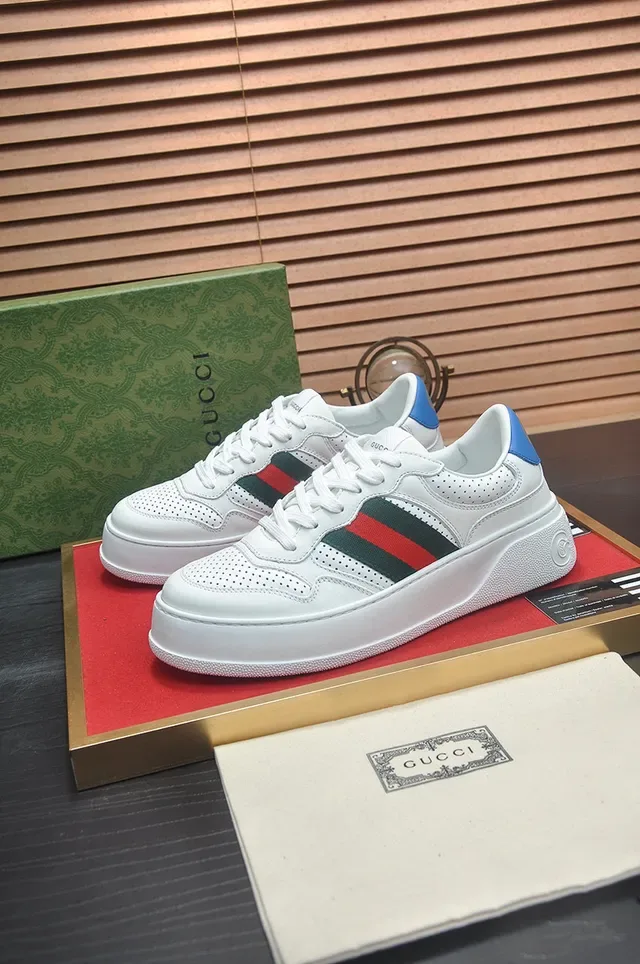 Gucci Ace White Green Red Web Platform Lifestyle Sneakers 4