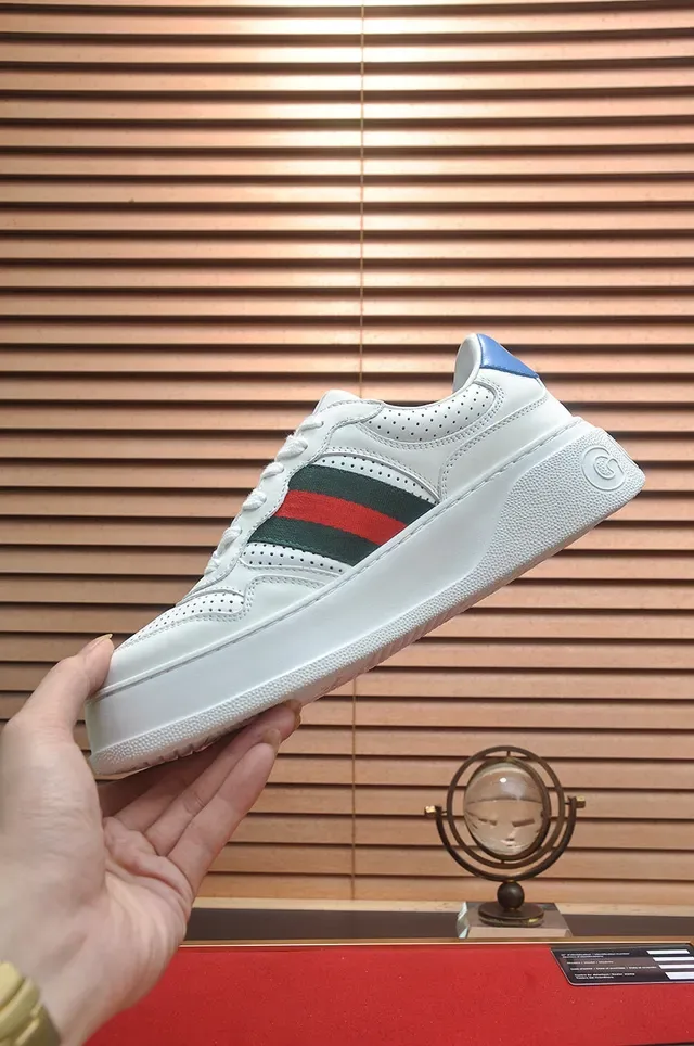 Gucci Ace White Green Red Web Platform Lifestyle Sneakers 5
