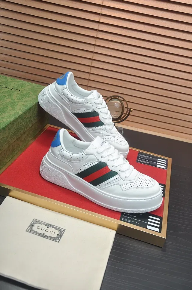 Gucci Ace White Green Red Web Platform Lifestyle Sneakers 6