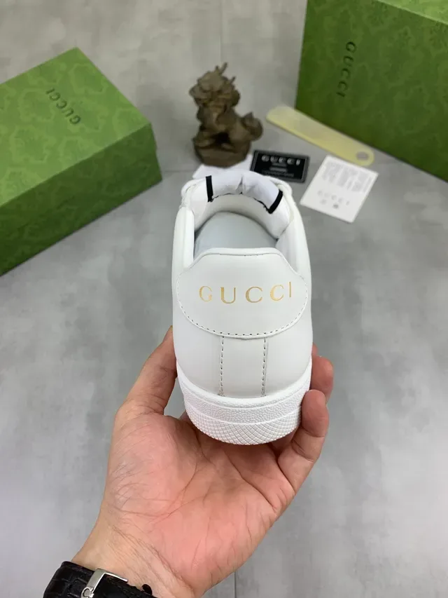 Gucci Ace White Leather Embossed GG Web Stripe Lifestyle Sneakers 3