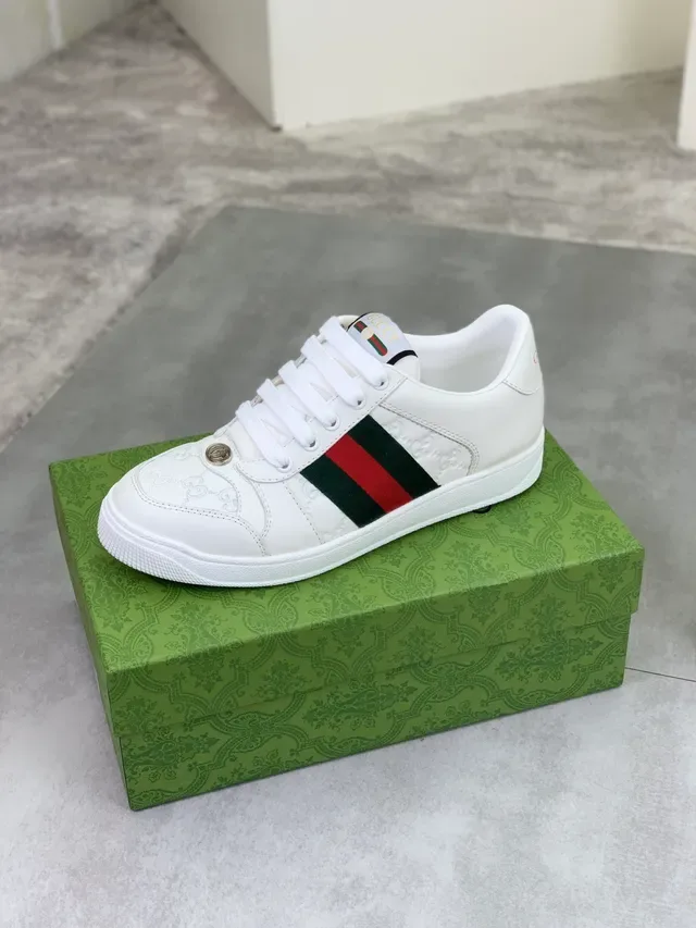 Gucci Ace White Leather Embossed GG Web Stripe Lifestyle Sneakers 4