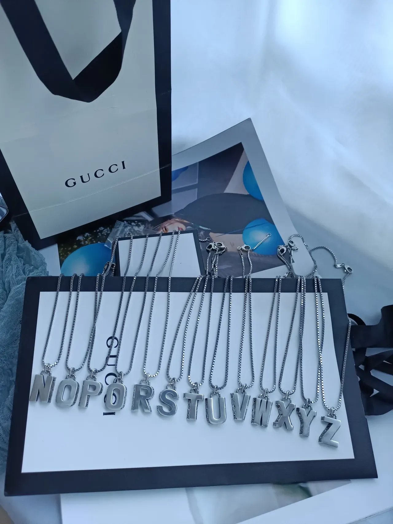 Gucci 字母 A 银色盒链吊坠项链 2