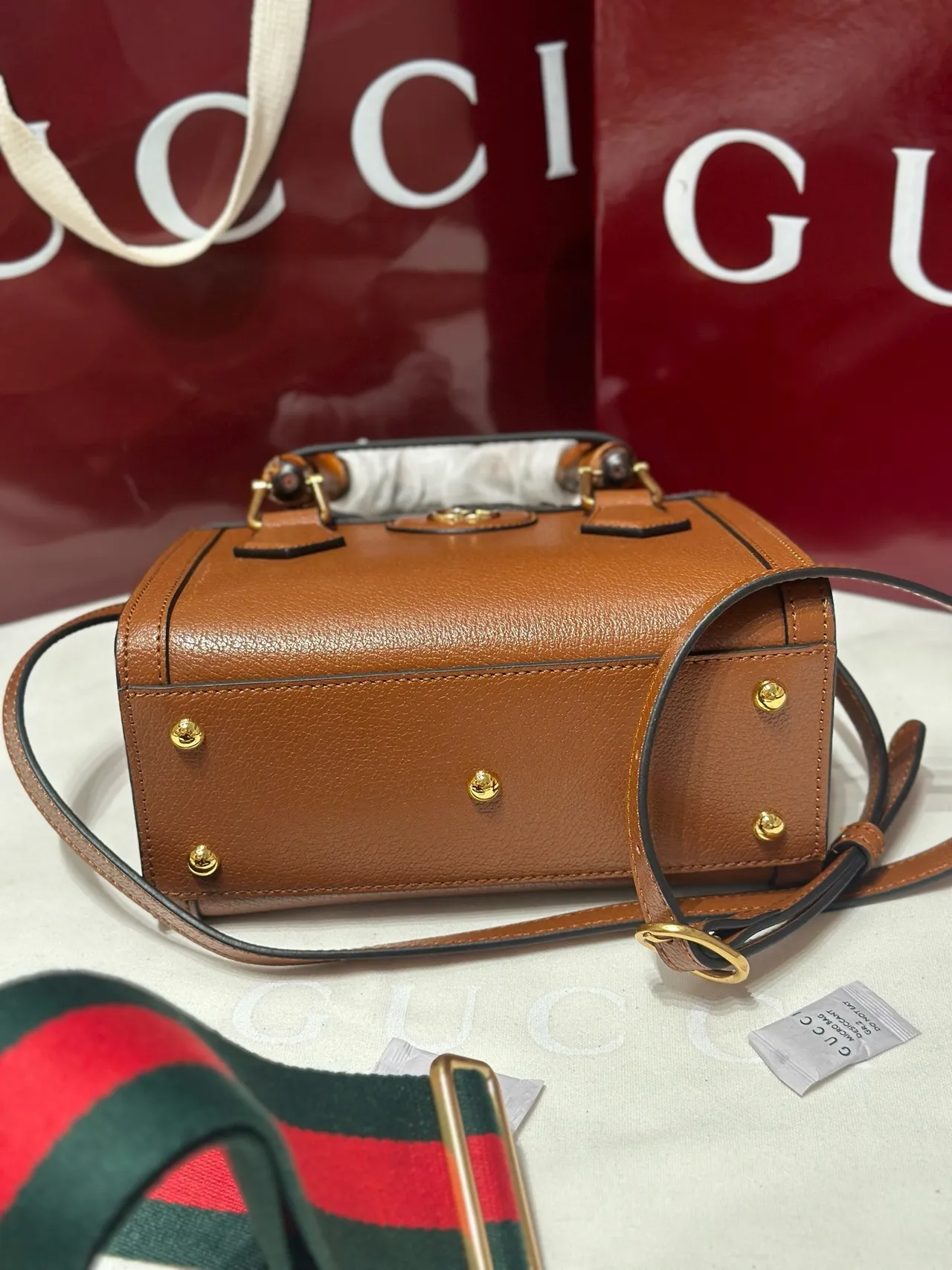 Gucci Bamboo Brown Interlocking G Logo टोट बैग 4