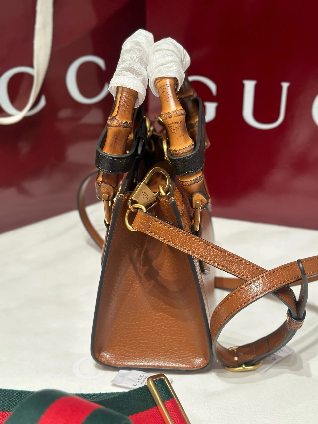 Gucci Bamboo Brown Interlocking G Logo टोट बैग 5