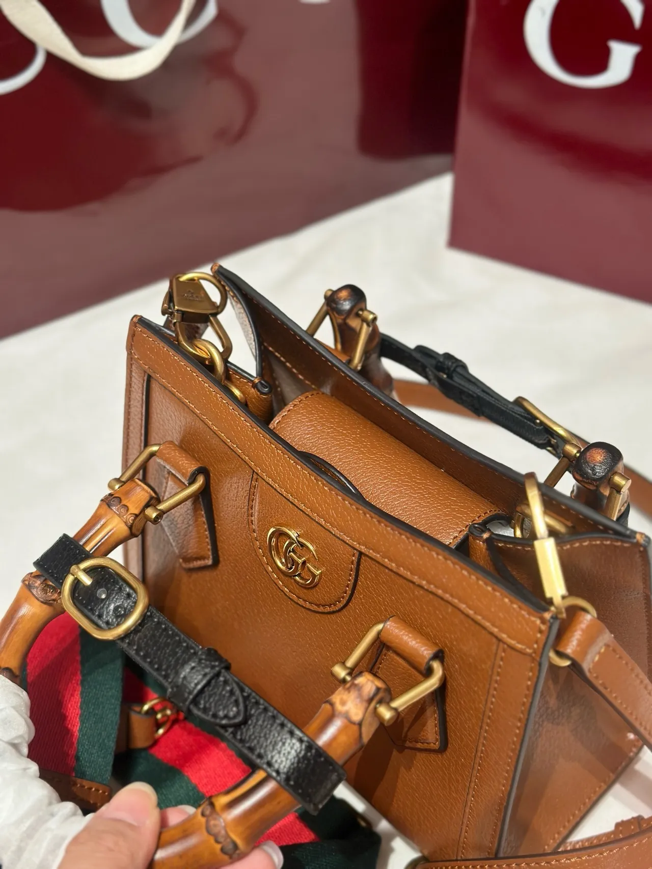 Gucci Bamboo Brown Interlocking G Logo टोट बैग 6