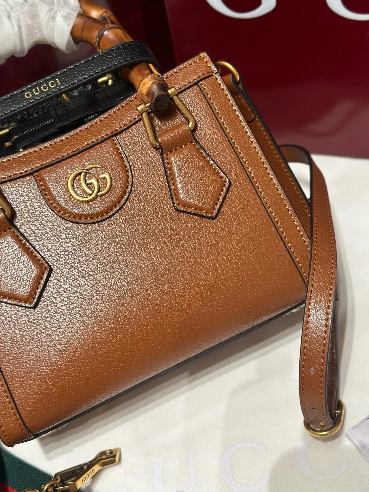 Gucci Bamboo Brown Interlocking G Logo टोट बैग 7