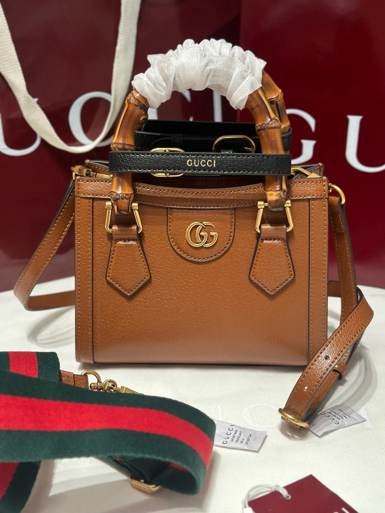 Gucci Bamboo Brown Interlocking G Logo टोट बैग 8