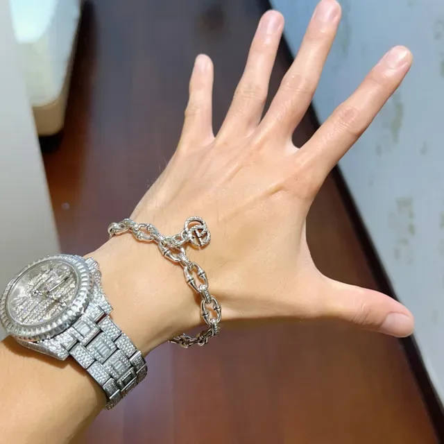 Gucci Bamboo Chain Interlocking G Charm Silver-Tone Bracelet 2