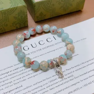 Gucci Pulsera de Piedras Marmoleadas y Charm de Tono Plateado