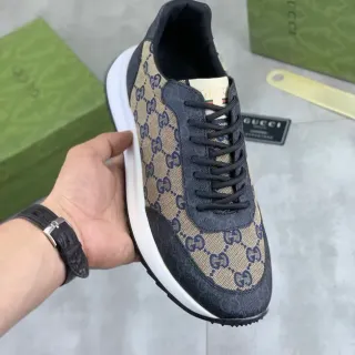Gucci 米色黑色 GG Monogram 帆布 纺织覆盖 生活运动鞋