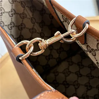 Gucci बेज ब्राउन GG Monogram कैनवास लेदर ट्रिम टोट बैग 14