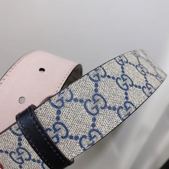 Gucci বেইজ নেভি GG Supreme Interlocking G Monogram Canvas Belt 2