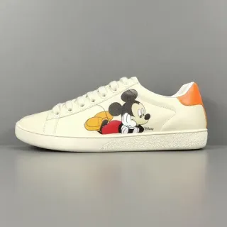 Gucci Beige Orange Cuero Superior Suela de Goma Plano Sneakers Estilo de vida