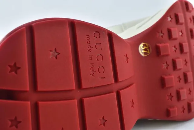 Gucci Beige Red Sole Leather Upper Chunky Sneakers 7