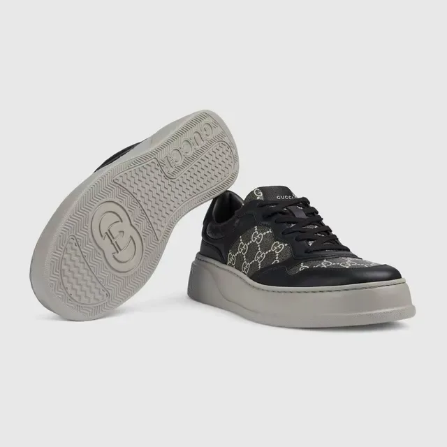 Gucci Chaussures Lifestyle Noires Grises à Semelle Plateforme avec Impression Monogramme Textile 3