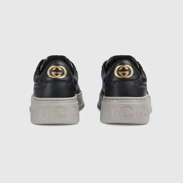 Gucci Chaussures Lifestyle Noires Grises à Semelle Plateforme avec Impression Monogramme Textile 5