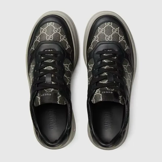 Gucci Chaussures Lifestyle Noires Grises à Semelle Plateforme avec Impression Monogramme Textile 6