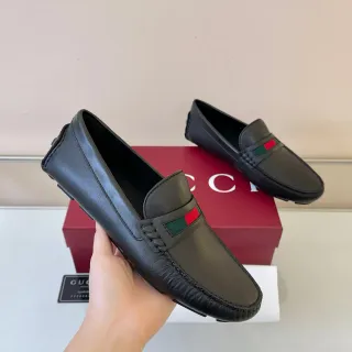 Gucci কালো সবুজ চামড়ার ওয়েব স্ট্রাইপ ডিটেল লোফার