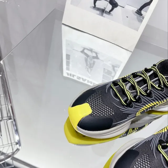 Gucci Black Yellow Mesh Upper Wave Overlay Lifestyle Sneakers 5