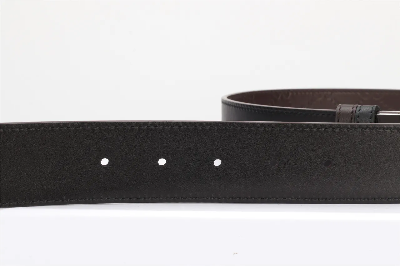 Gucci Brown Black Interlocking Double G Buckle Embossed GG Monogram Leather Belt 4