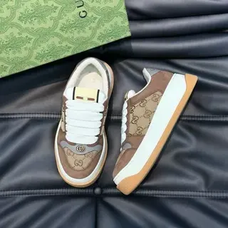 Gucci Marrón Blanco GG Monogram Canvas Interlocking G Logo Lifestyle Zapatillas