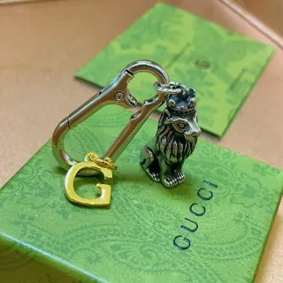 Gucci Crowned Lion Keychain Silver Gold Charm G Logo Bracelet