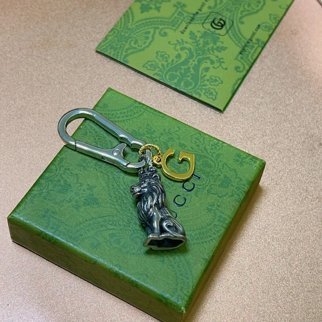 Gucci Crowned Lion Keychain Silver Gold Charm G Logo Bracelet 4
