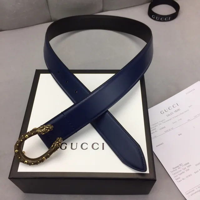 حزام جلدي Gucci Dionysus بحلقة بحرية وذهبية مزخرف برأس أسد مزخرف إطار بيضاوي مدبب 6