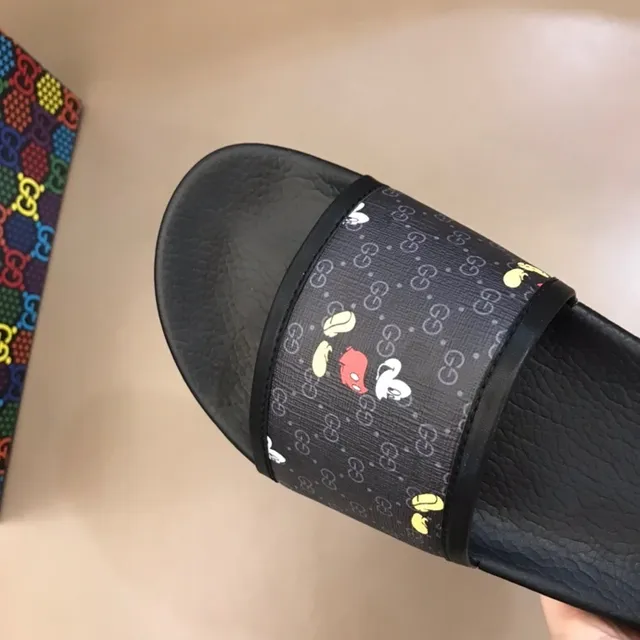 Gucci Disney Collaboration 黑色 多彩 印花 带子 米奇老鼠 图案 拖鞋 3