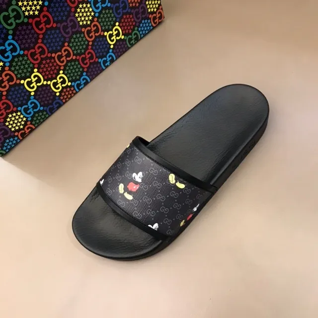 Gucci Disney Collaboration 黑色 多彩 印花 带子 米奇老鼠 图案 拖鞋 8