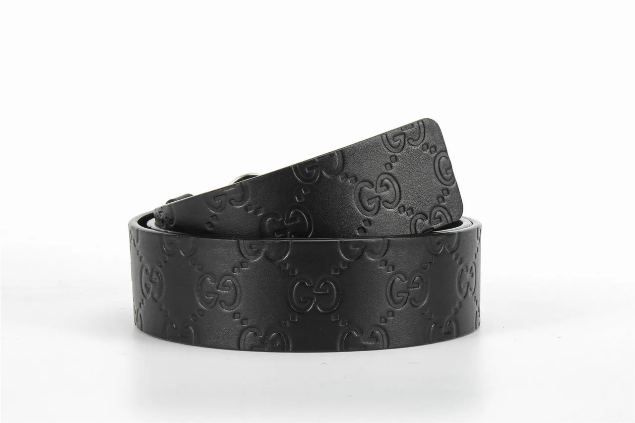 Ceinture Gucci Double G Noir Argent Embossed GG Monogram Poli Boucle Interlocking Leather Ceinture en Cuir 3