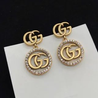 Brincos Gucci Double G Cristal Círculo Pendentes