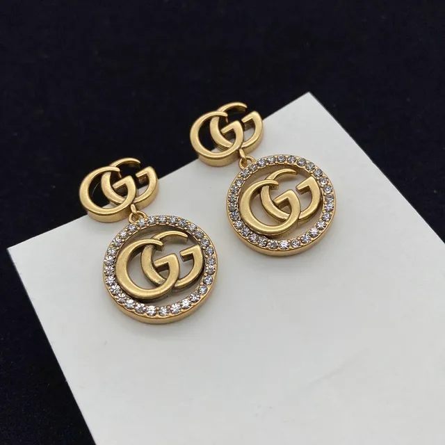Gucci Double G Crystal Circle Drop Earrings 6