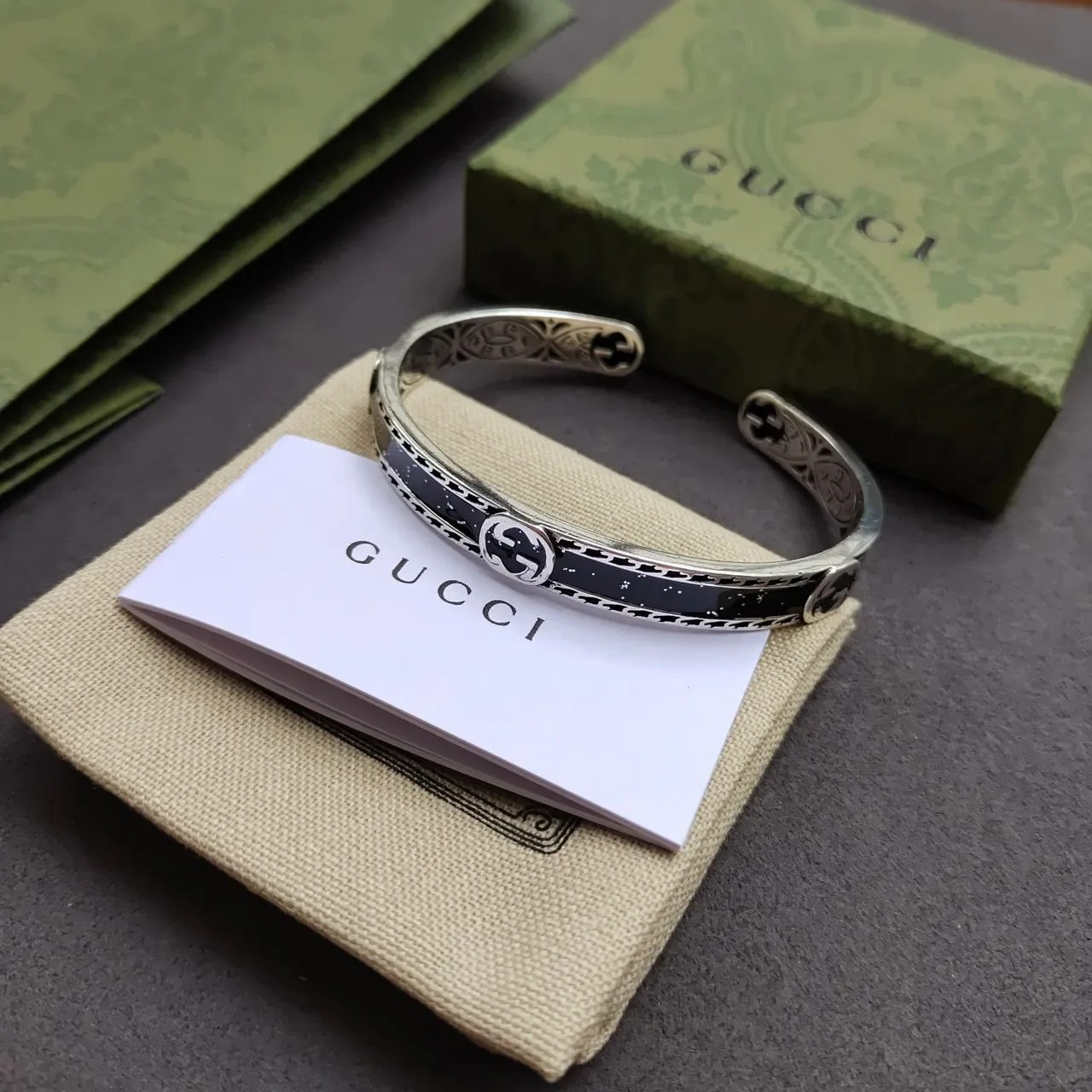 Gucci Engraved Open Cuff Bracelet 2