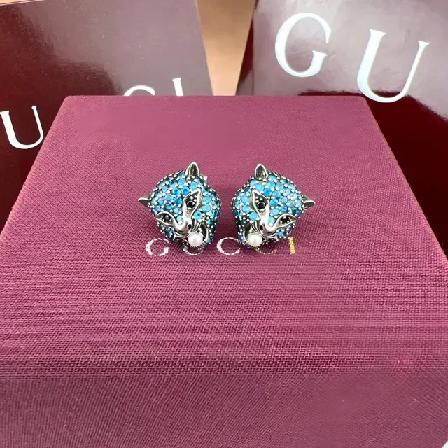 Gucci Fox-Head Pavé Crystal and Pearl Stud Earrings 8