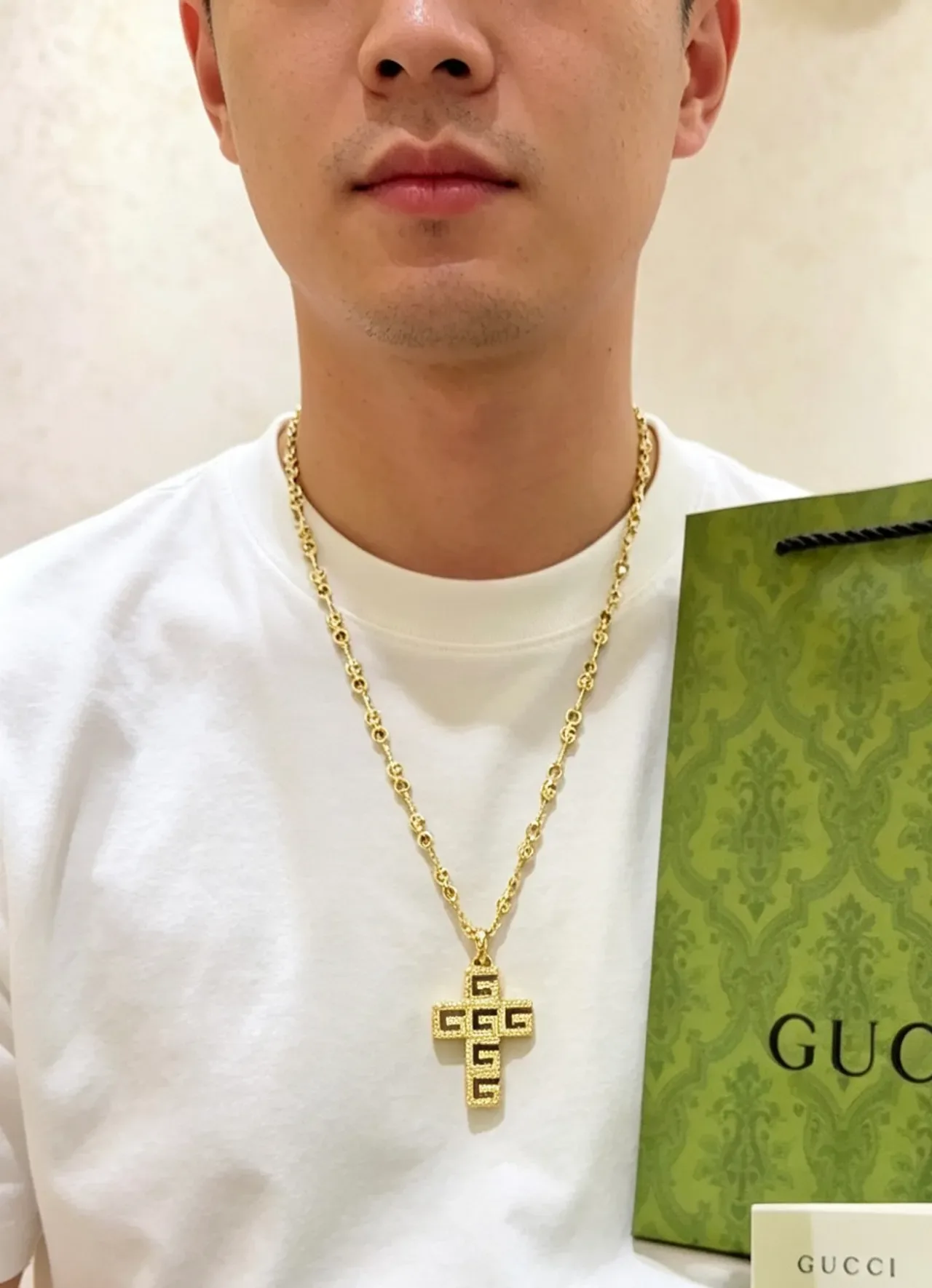 Gucci GG Pendentif Croix Chaîne Gold-Tone 3