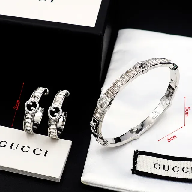 Gucci GG Marmont Baguette-Cut Stone Hoop Earrings 8